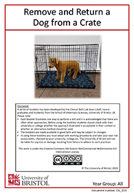 Clinical skills instruction booklet cover page, Remove and Return a Dog from a Crate